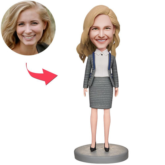 Zakelijke jurk met op maat gemaakte bobbleheads met gegraveerde tekst