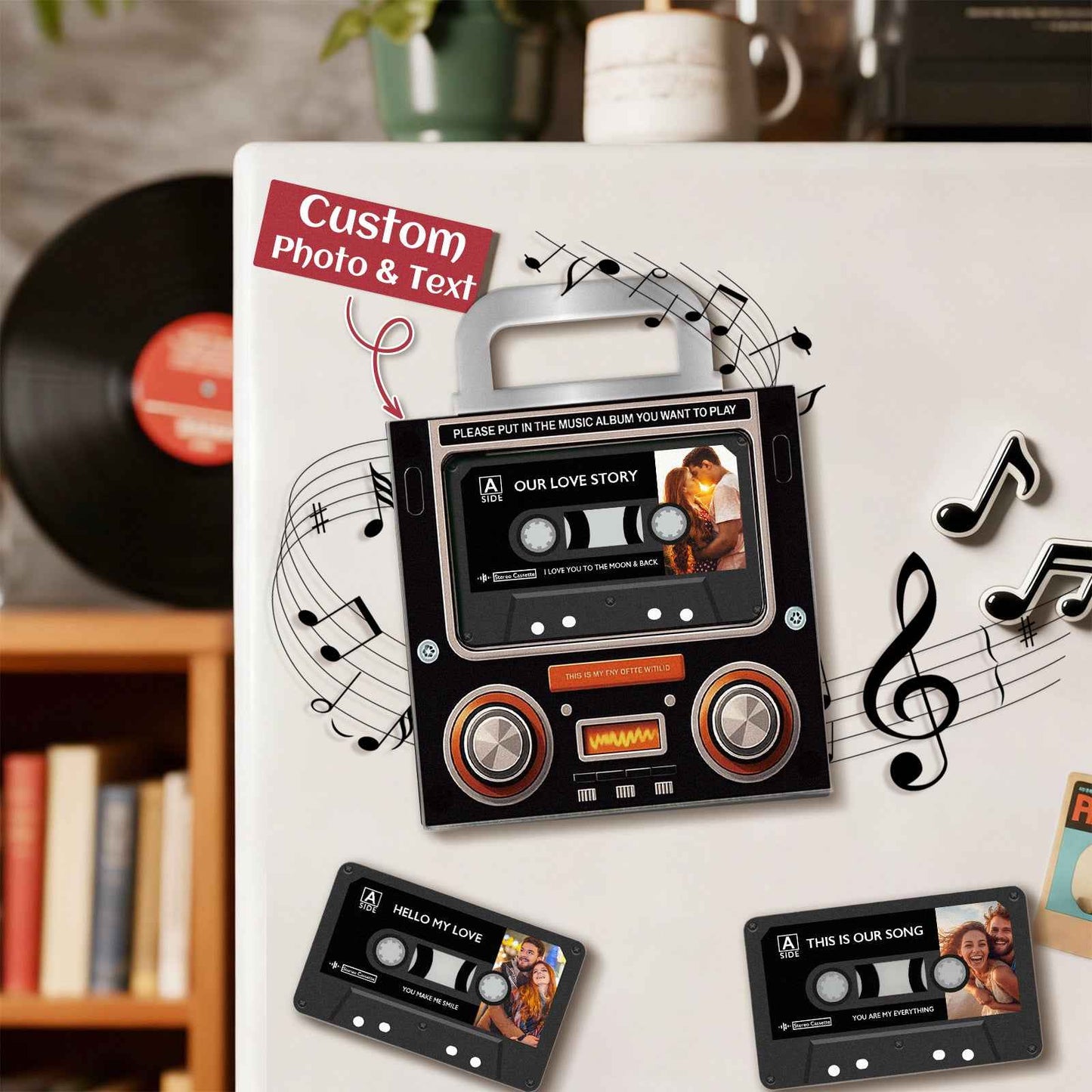 Music MixTape Fridge Magnet – Cassette-Shaped Acrylic Music Player | Retro Gift for Couples