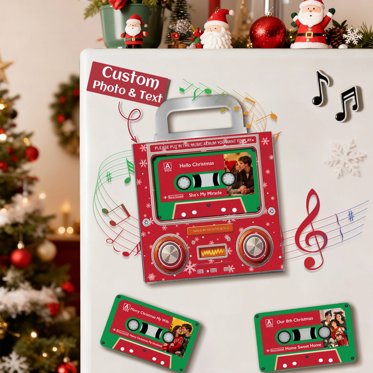 Music MixTape Fridge Magnet – Cassette-Shaped Acrylic Music Player | Retro Gift for Couples