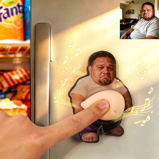 Personalized Squishy Photo&Music Fridge Magnet – Custom Photo Character Squeeze Belly Magnet with Built-in Sound, Funny Gift for Family & Co