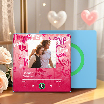 FridgeBeats Framed 4.0 Personalized Love Theme Music Fridge Magnet Valentines Gift Music Wall Photo Sticker