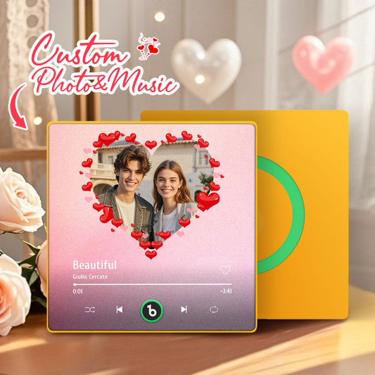 FridgeBeats Framed 4.0 Personalized Heart Style Photo Music Fridge Magnet Valentines Gift Album Fridge