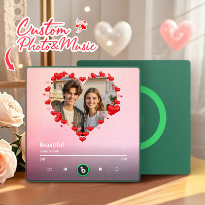 FridgeBeats Framed 4.0 Personalized Heart Style Photo Music Fridge Magnet Valentines Gift Album Fridge