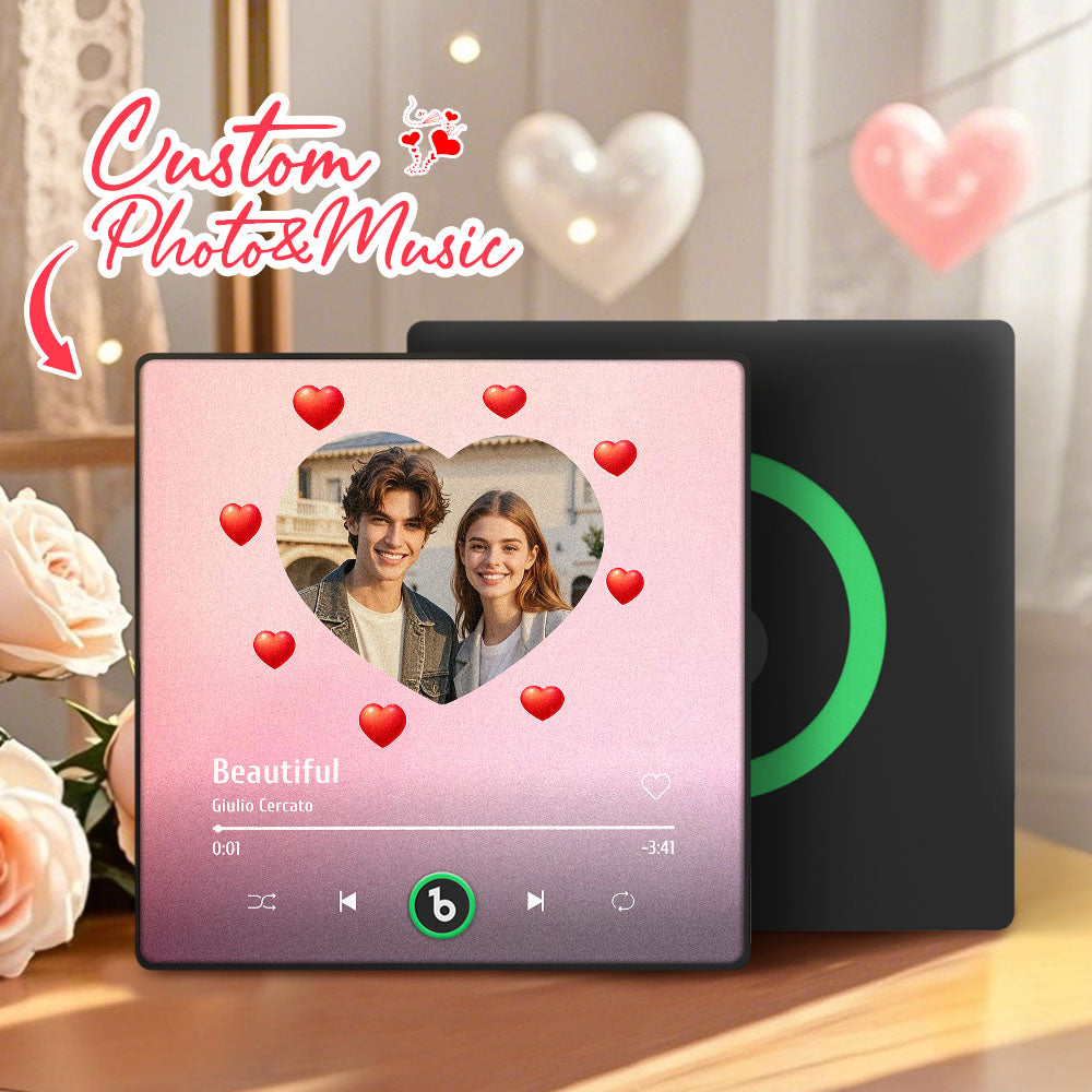 FridgeBeats Framed 4.0 Personalized Music Fridge Magnet Heart Style Valentines Gift Album Fridge Magnet