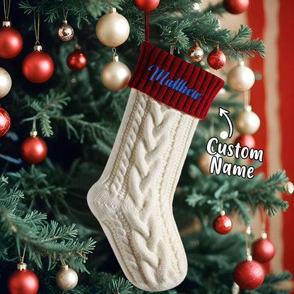 Personalized Knitted Christmas Stocking Ornament with Custom Name 2