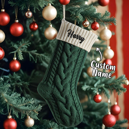 Personalized Knitted Christmas Stocking Ornament with Custom Name 4
