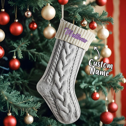Personalized Knitted Christmas Stocking Ornament with Custom Name 5