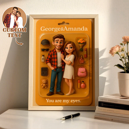 Retratos de figuras de cuerpo entero personalizados en estilo de dibujos animados, cajas de juguetes personalizadas, marcos de fotos personalizados, decoraciones, imagen impresa plana