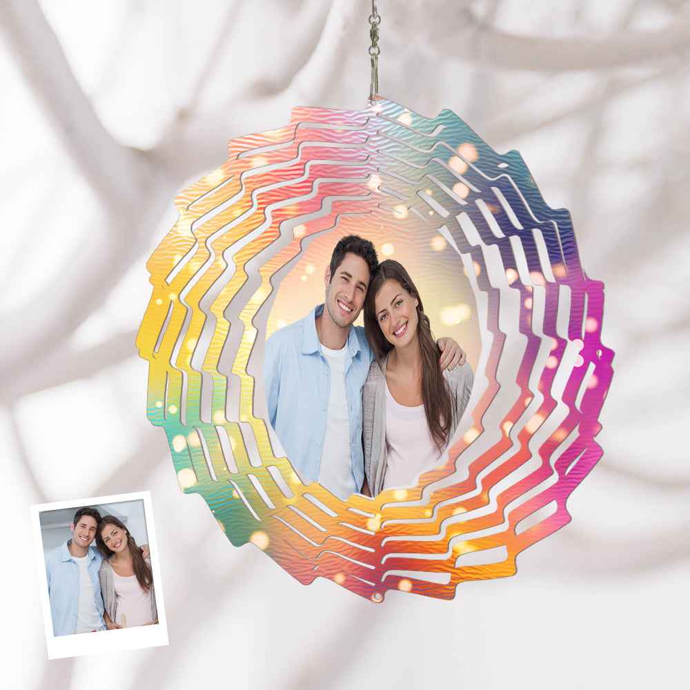 Custom Photo Wind Spinner Chime Garden Decoration Couple