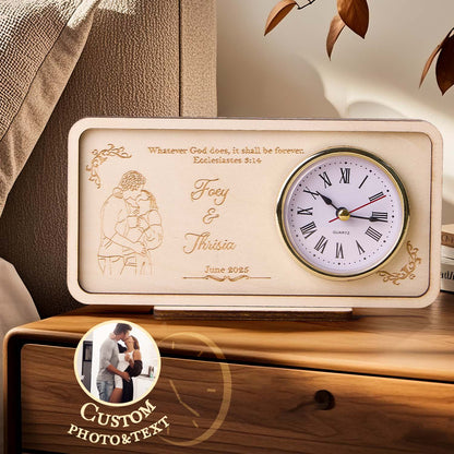 Personalized Wooden Clock Can Custom Photo