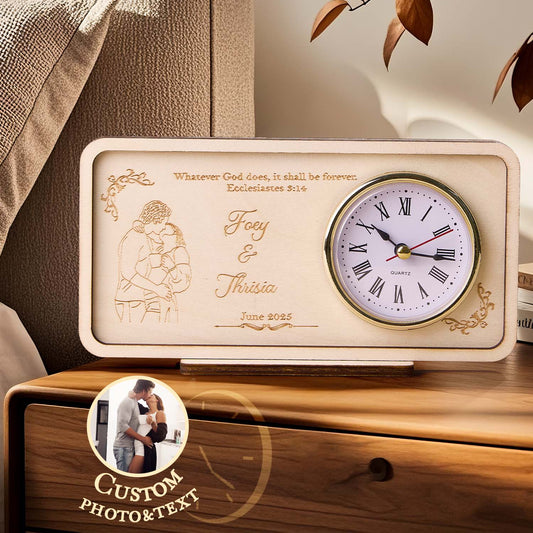 Personalized Wooden Clock Can Custom Photo