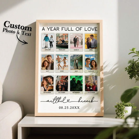 Custom Photo & Text Wooden Anniversary Frame –