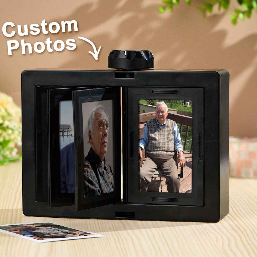 Personalized Rotating Photo Frame Carousel Custom Photo Desktop Photo Reel Flip & Spin Photo Box
