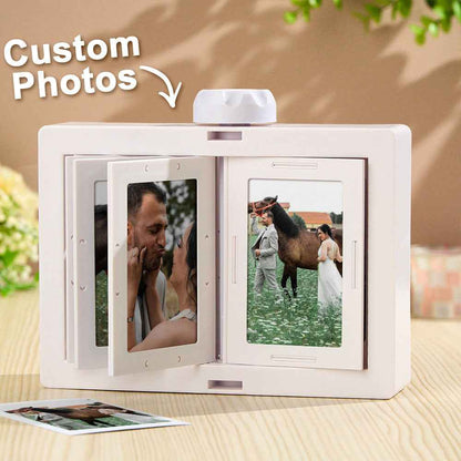 Personalized Rotating Photo Frame Carousel Custom Photo Desktop Photo Reel Flip & Spin Photo Box