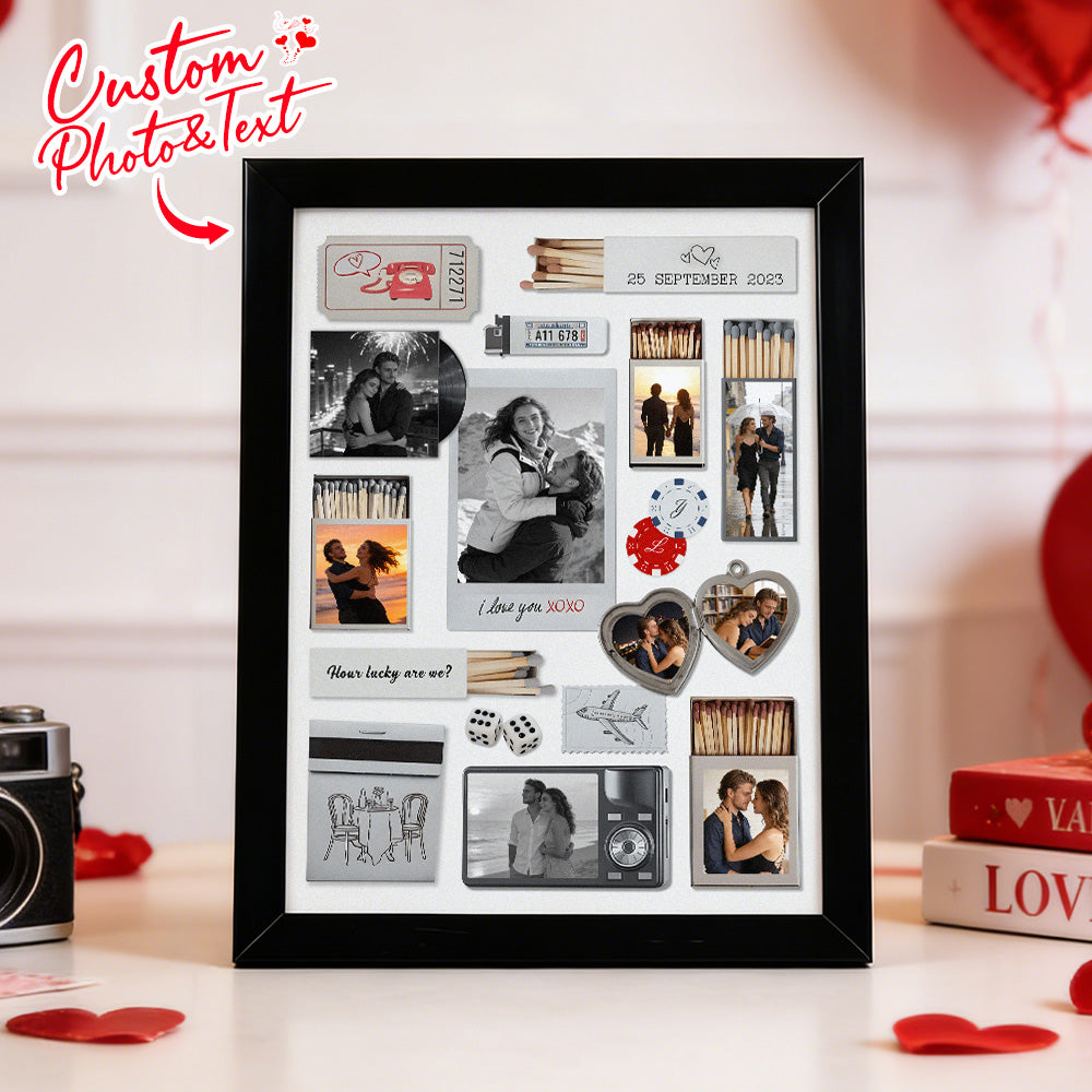 Custom Photo & Text Matchbox-style Poster Frame Decor – Valentine’s Day Gift