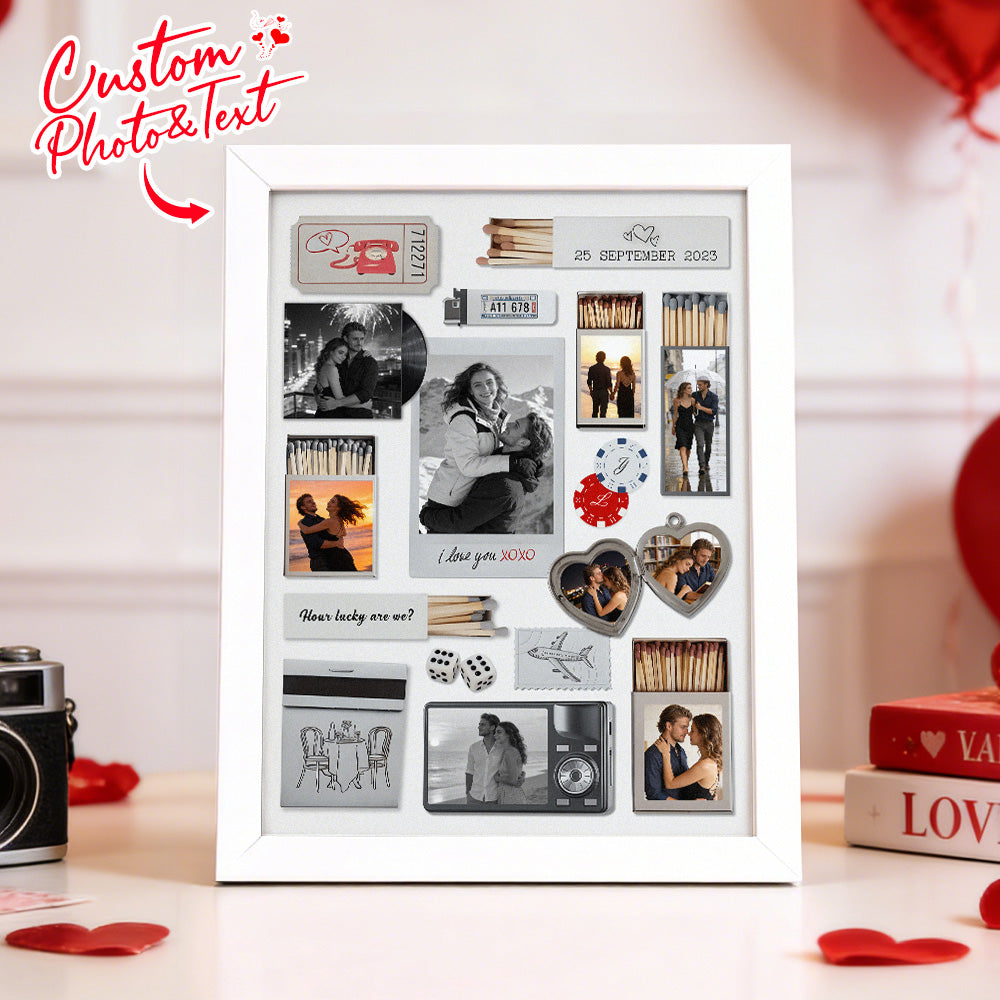 Custom Photo & Text Matchbox-style Poster Frame Decor – Valentine’s Day Gift