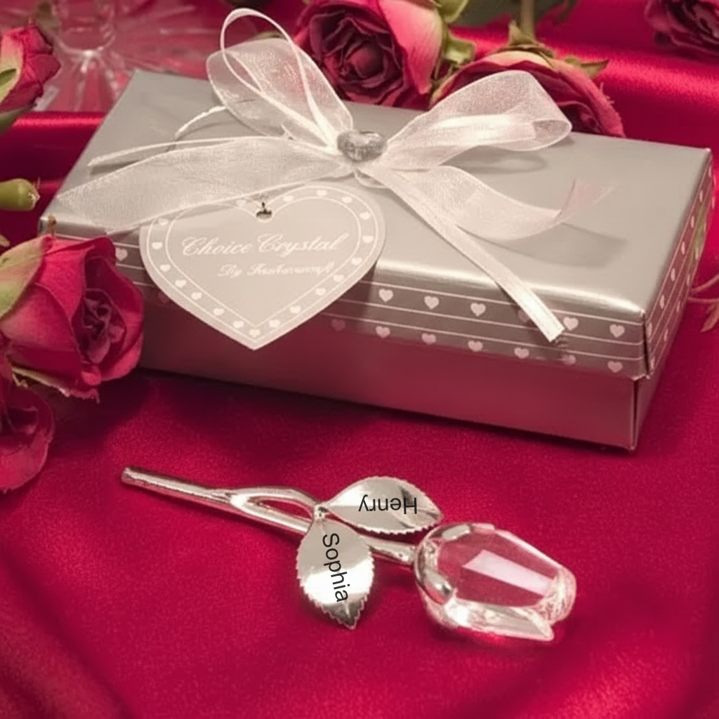 Personalized Engraved Crystal Rose Gift Box