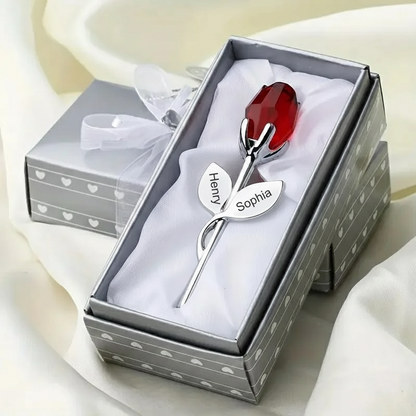 Personalized Engraved Crystal Rose Gift Box