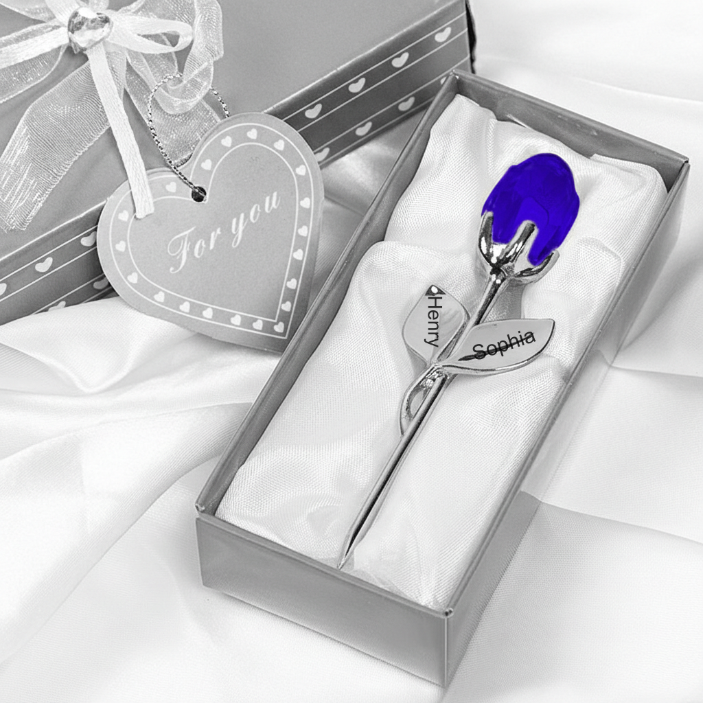 Personalized Engraved Crystal Rose Gift Box – Custom Name Valentine’s Day Gift