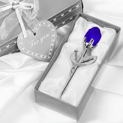 Personalized Engraved Crystal Rose Gift Box – Custom Name Valentine’s Day Gift