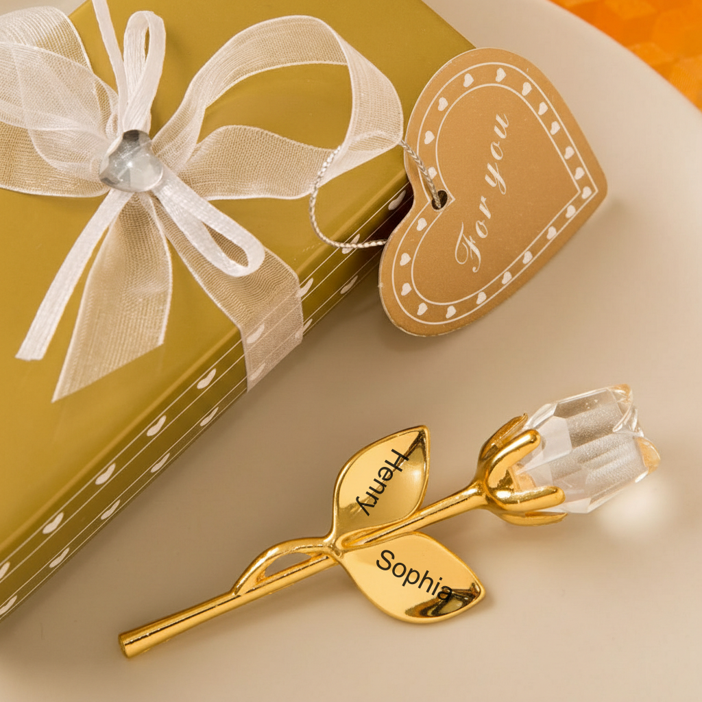 Personalized Engraved Crystal Rose Gift Box