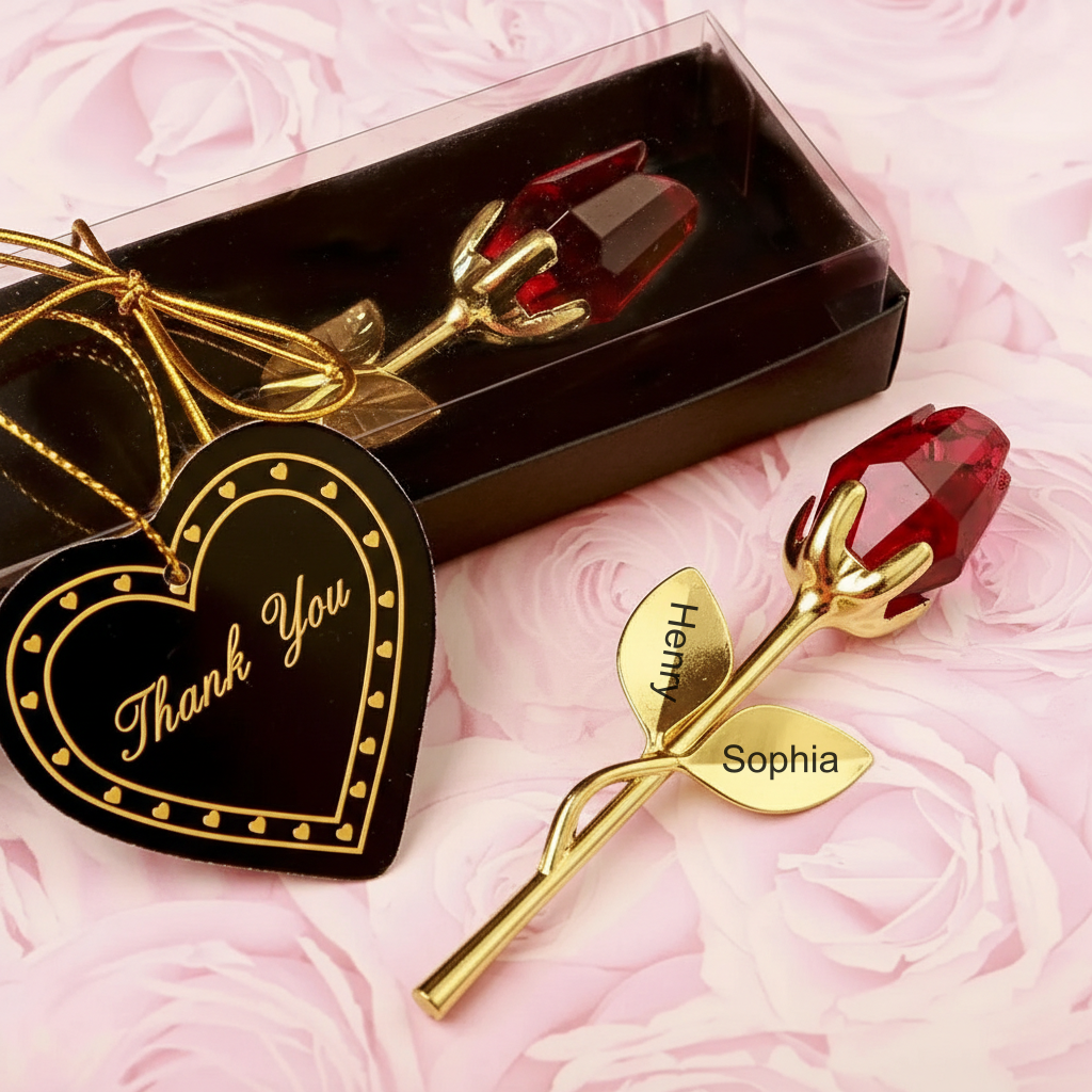 Personalized Engraved Crystal Rose Gift Box – Custom Name Valentine’s Day Gift
