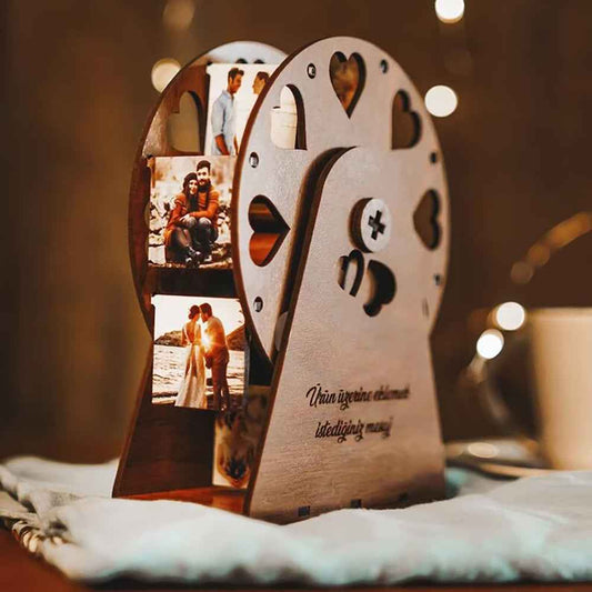 Custom Photo Ferris Wheel Gift – Laser Engraved Wooden Message
