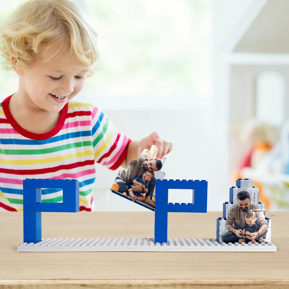 Personalized Dad & Papa Photo Brick Puzzle — Custom Father's Day Gift