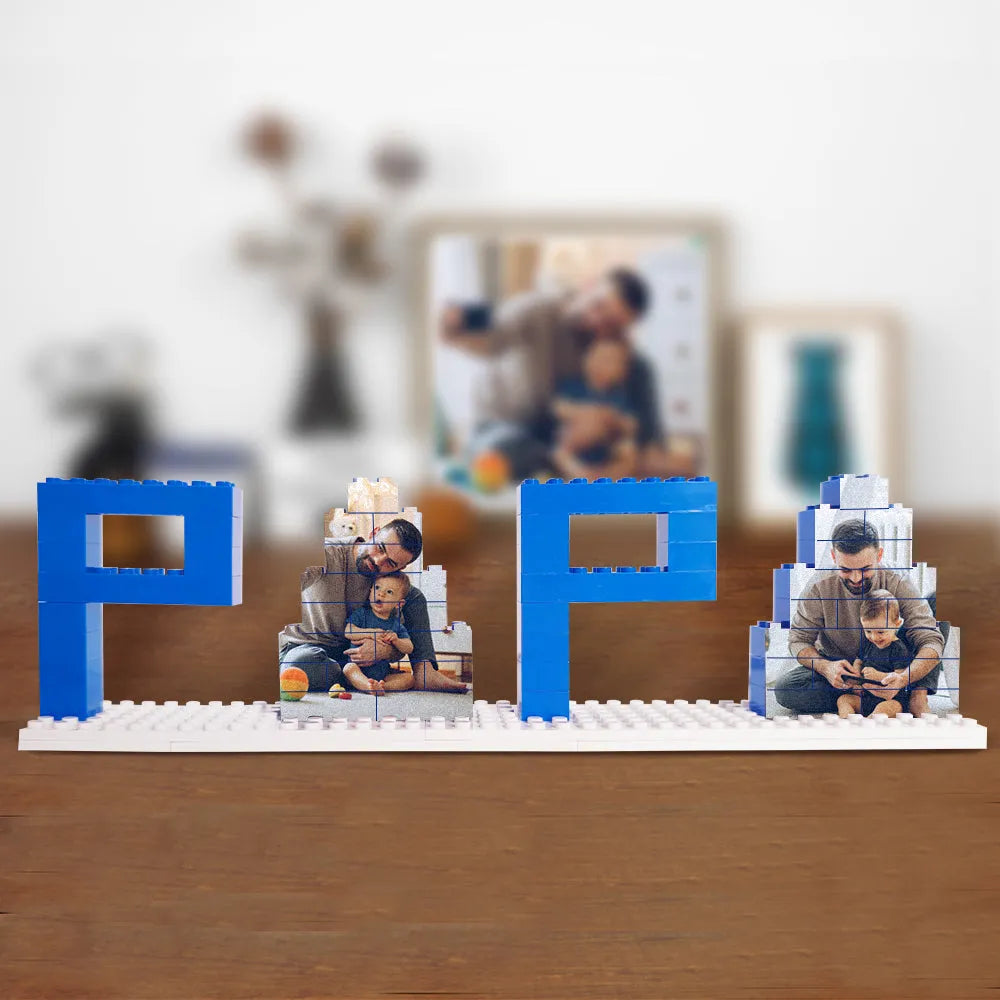 Personalized Dad & Papa Photo Brick Puzzle — Custom Father's Day Gift