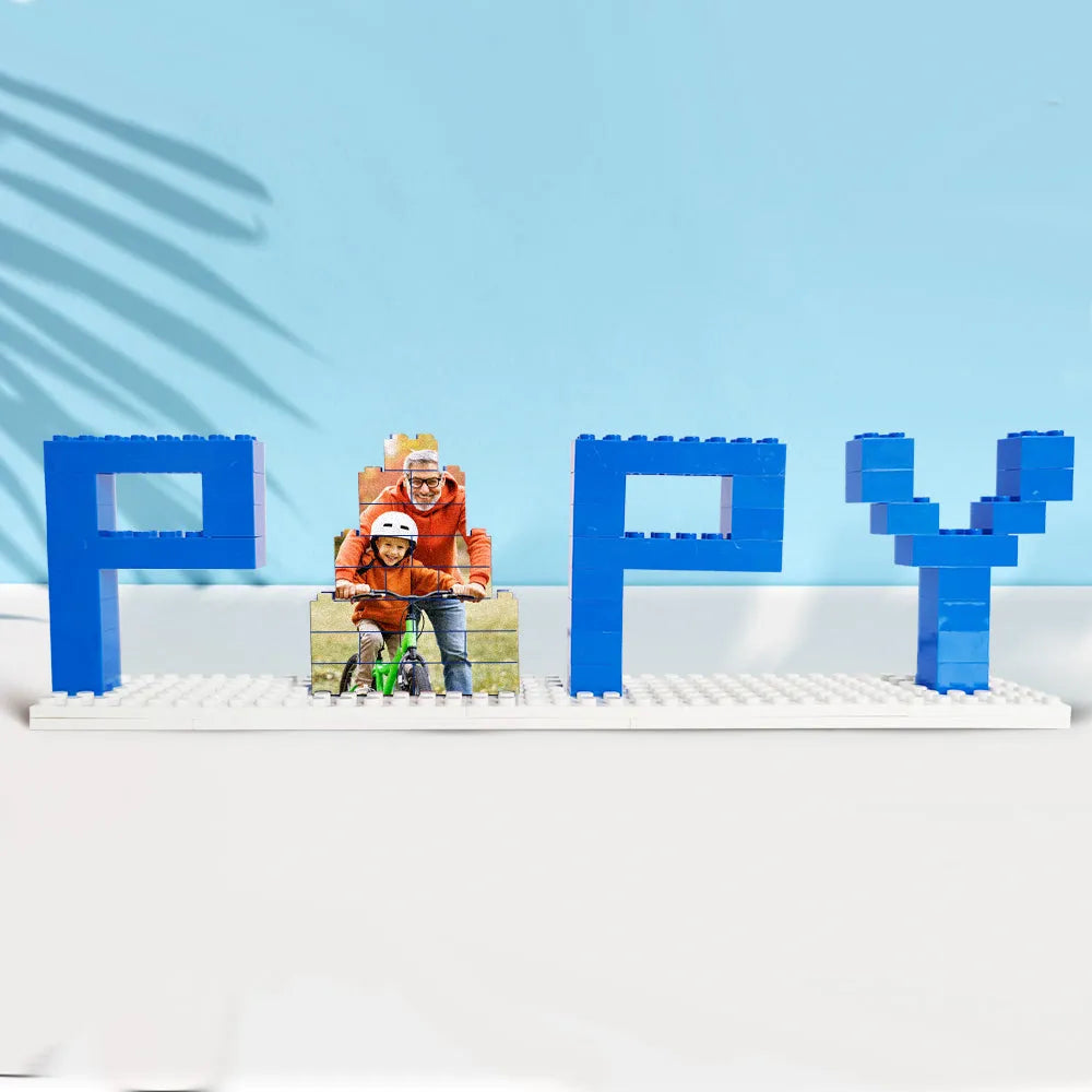 Personalized Dad & Papa Photo Brick Puzzle — Custom Father's Day Gift
