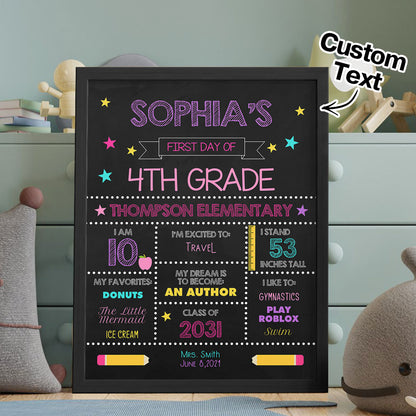 Personalized First Day of School Sign – Custom Name Back to School Gift