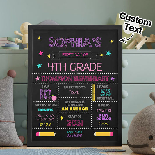 Personalized First Day of School Sign – Custom Name Back to School Gift