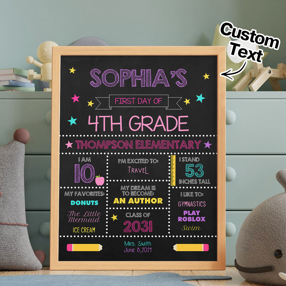 Personalized First Day of School Sign – Custom Name Back to School Gift