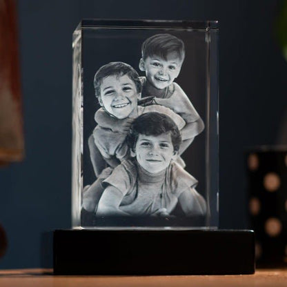 Laser Engraved Crystal Cube Photo