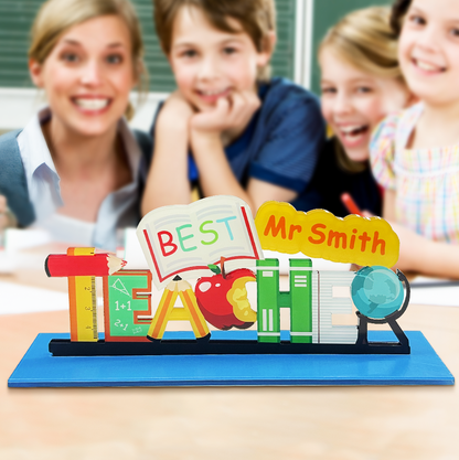Personalized Best Teacher Desk Sign – Custom Name Acrylic Plaque