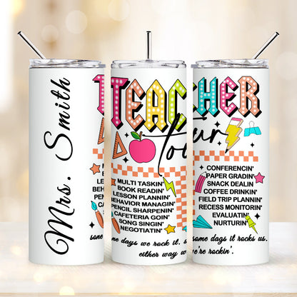 Personalized Teacher Appreciation Tumbler – 20oz Skinny with Lid & Straw
