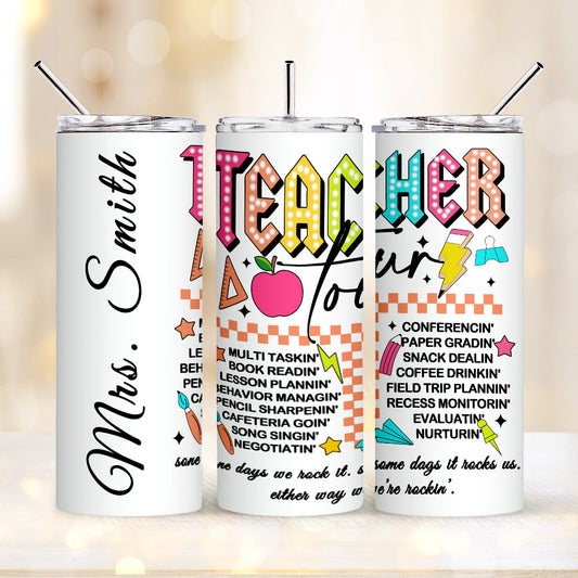 Personalized Teacher Appreciation Tumbler – 20oz Skinny with Lid & Straw
