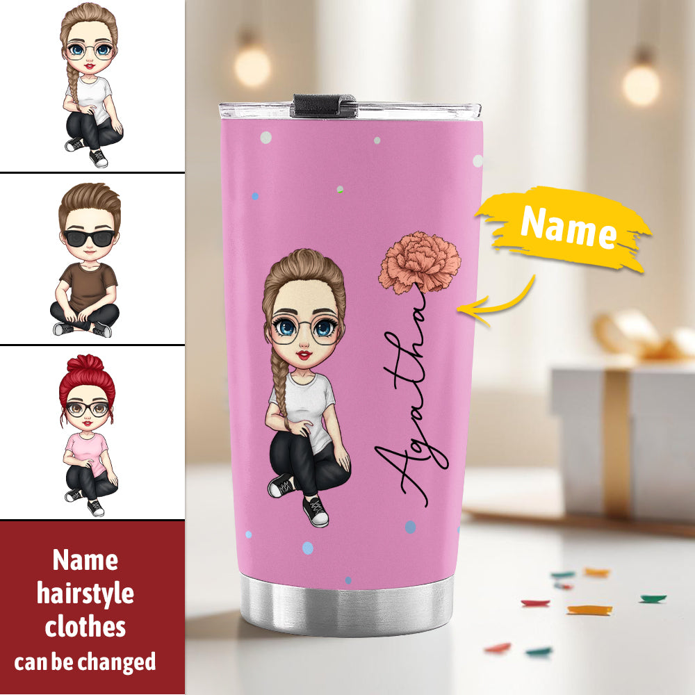 Personalized Cute Cartoon Birth Flower Water Cup Personalized Tumbler Cup Birthday Back to School Gift