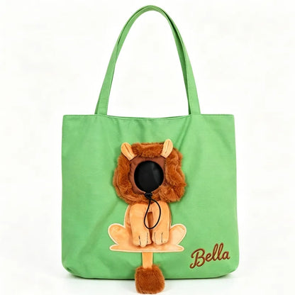 Personalized Pet Carrier Sling Bag with Custom Name | Breathable Canvas Shoulder Bag for Small Dogs & Cats