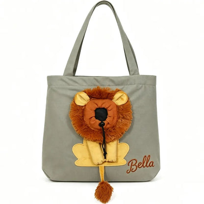 Personalized Pet Carrier Sling Bag with Custom Name | Breathable Canvas Shoulder Bag for Small Dogs & Cats