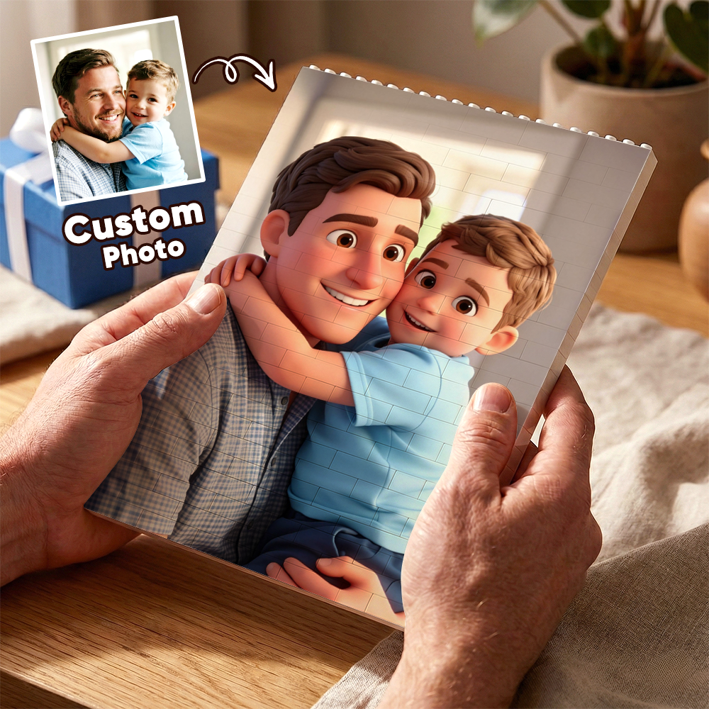 Personalized Photo Brick Puzzle Frame – Father's Day Gift for Dad