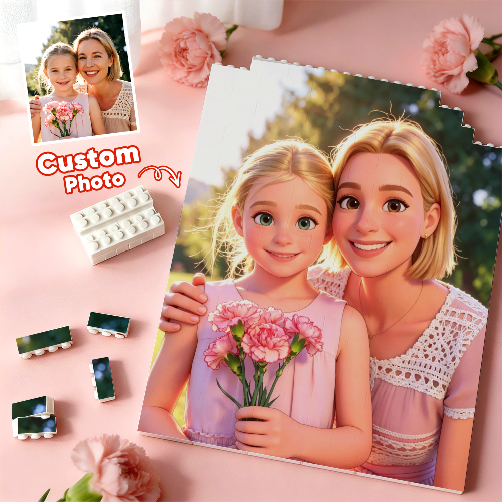 Personalized Photo Brick Puzzle Frame – Father's Day Gift for Dad