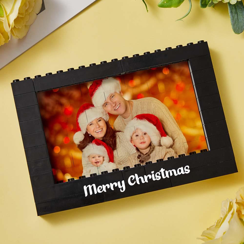 Fotoframe van zwarte bouwstenen met gepersonaliseerde tekst – Verjaardags- en kerstcadeau (frame alleen, plaats uw eigen foto)