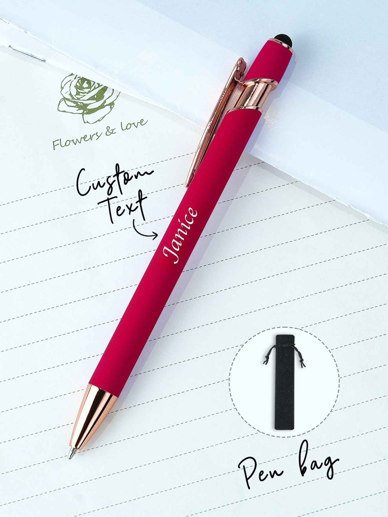 Custom Name Multifunction Ballpoint Pen with Drawstring Pouch Back to School Gift Birthday Gift Teacher