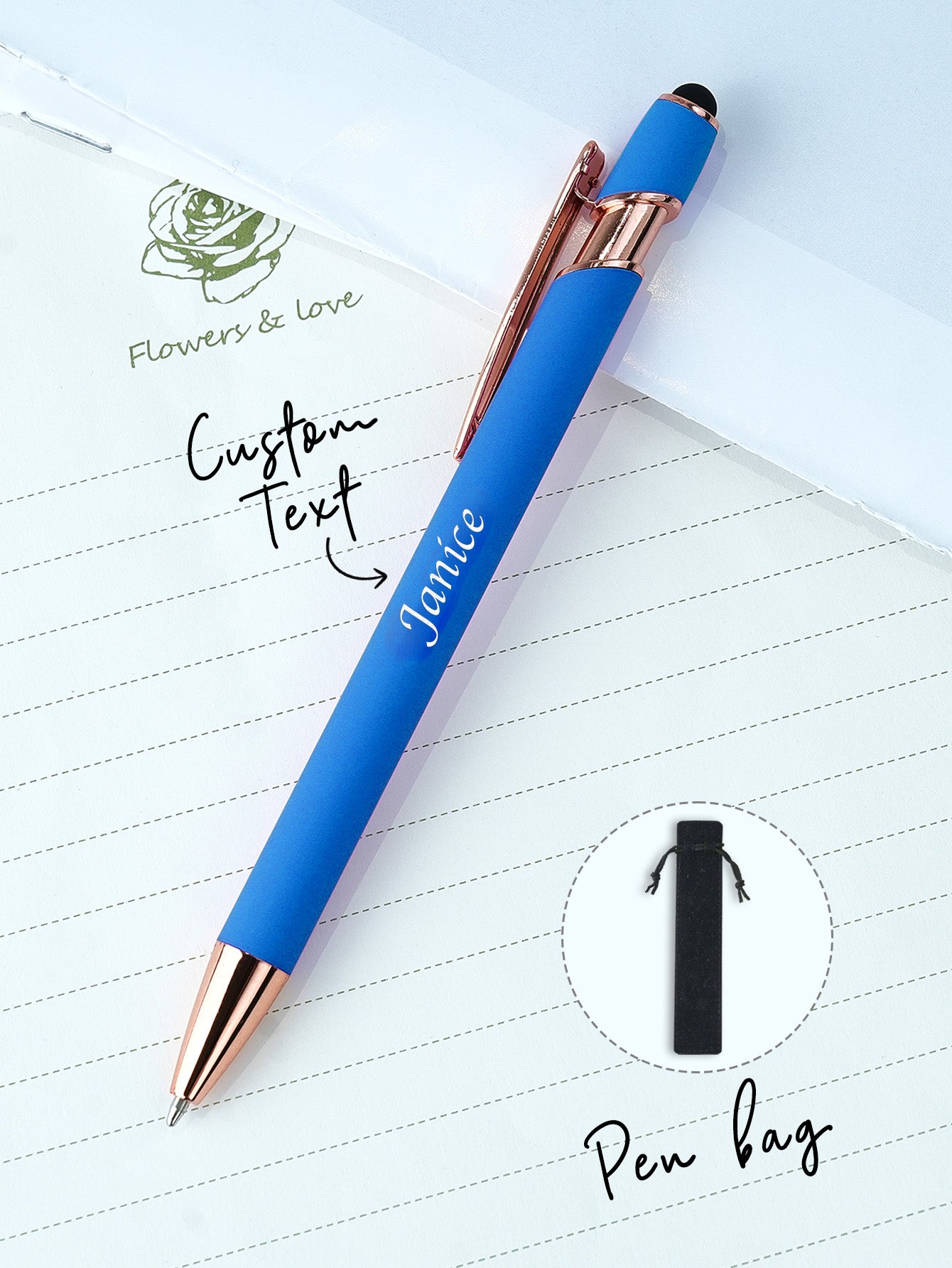 Custom Name Multifunction Ballpoint Pen with Drawstring Pouch Back to School Gift Birthday Gift Teacher