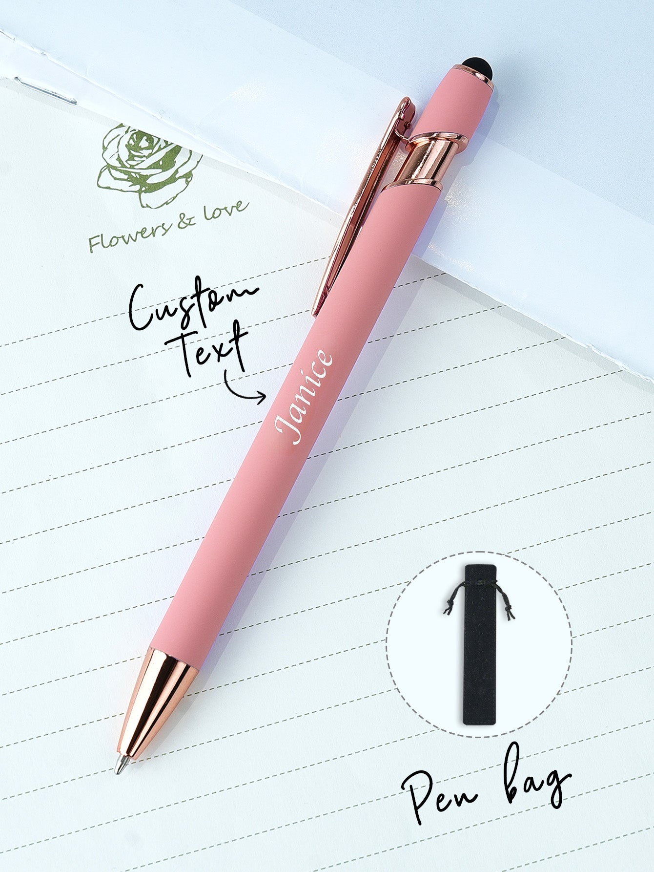 Custom Name Multifunction Ballpoint Pen with Drawstring Pouch Back to School Gift Birthday Gift Teacher