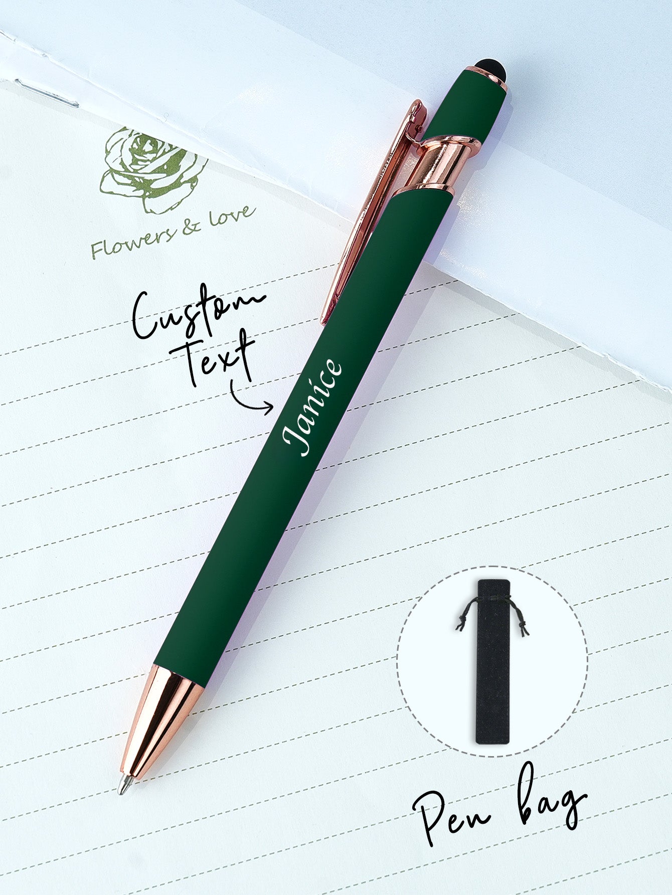 Custom Name Multifunction Ballpoint Pen with Drawstring Pouch Back to School Gift Birthday Gift Teacher