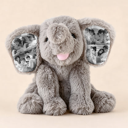 Custom Photo Elephant Plush – Personalized Ear Picture Gift