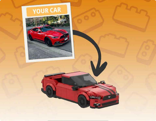 Custom Photo Car Brick Figure Set with Car Model & Personalized License Plate