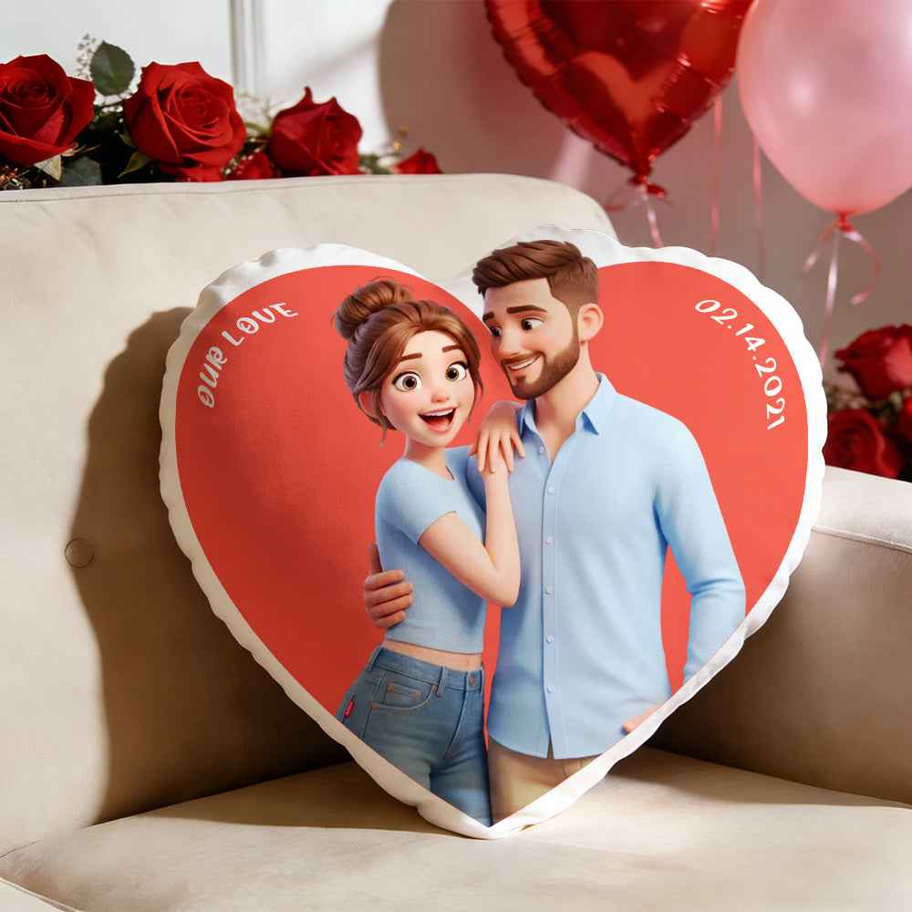 Custom Photo Heart-shaped Pillow Personalized Pillow Valentines Gift Wedding Gift for Couple
